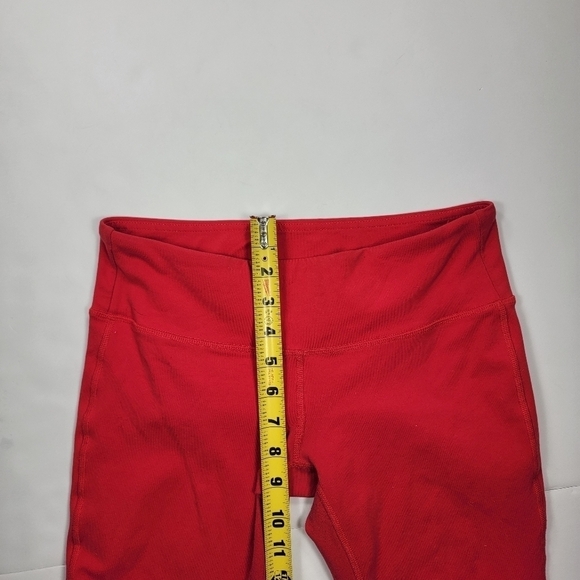Alo Yoga S/M Goddess Ribbed Leggings Mid Low Rise Red Gray Women's - Picture 5 of 8